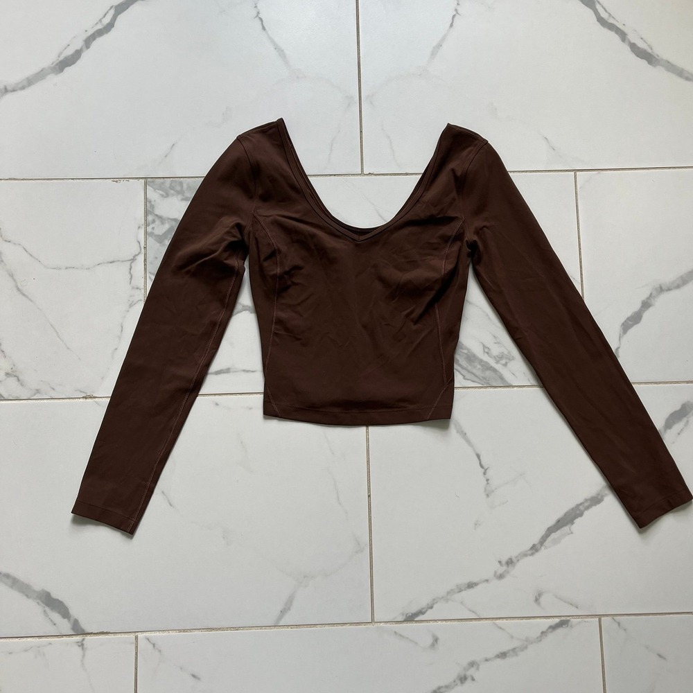 Lululemon Align long sleeve cropped shirt deep brown color sz 2